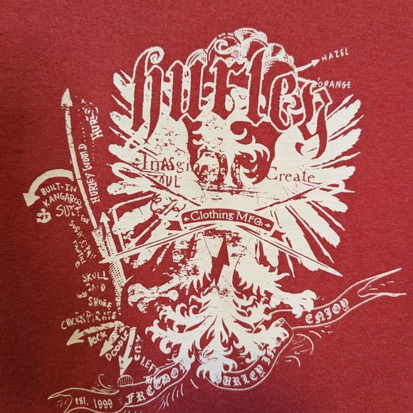 Hurley Short Sleeve Red & White   T-Shirt Size: M - Picture 8 of 9